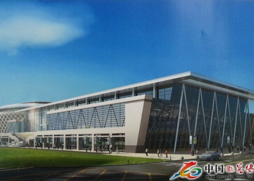 甕安縣全民健身活動中心看臺安裝完畢