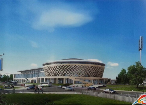 甕安縣全民健身活動中心看臺安裝完畢