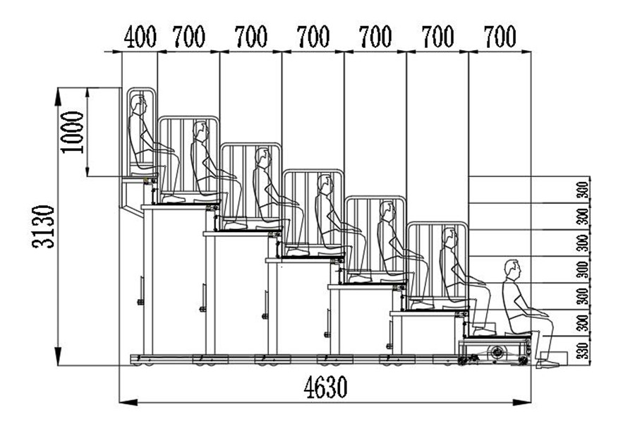 手動伸縮看臺-注塑平靠背座椅